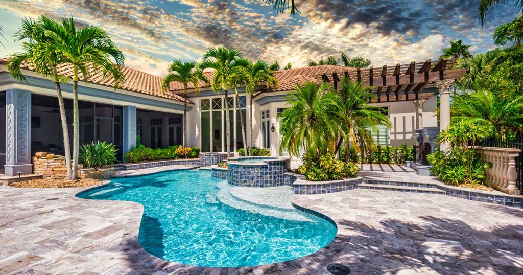 A well-maintained Florida poolside.